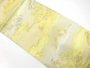 アンティーク　水車に雲・花模様織り出し袋帯（材料）